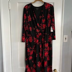 Lane Bryant Black and Red Floral Dress